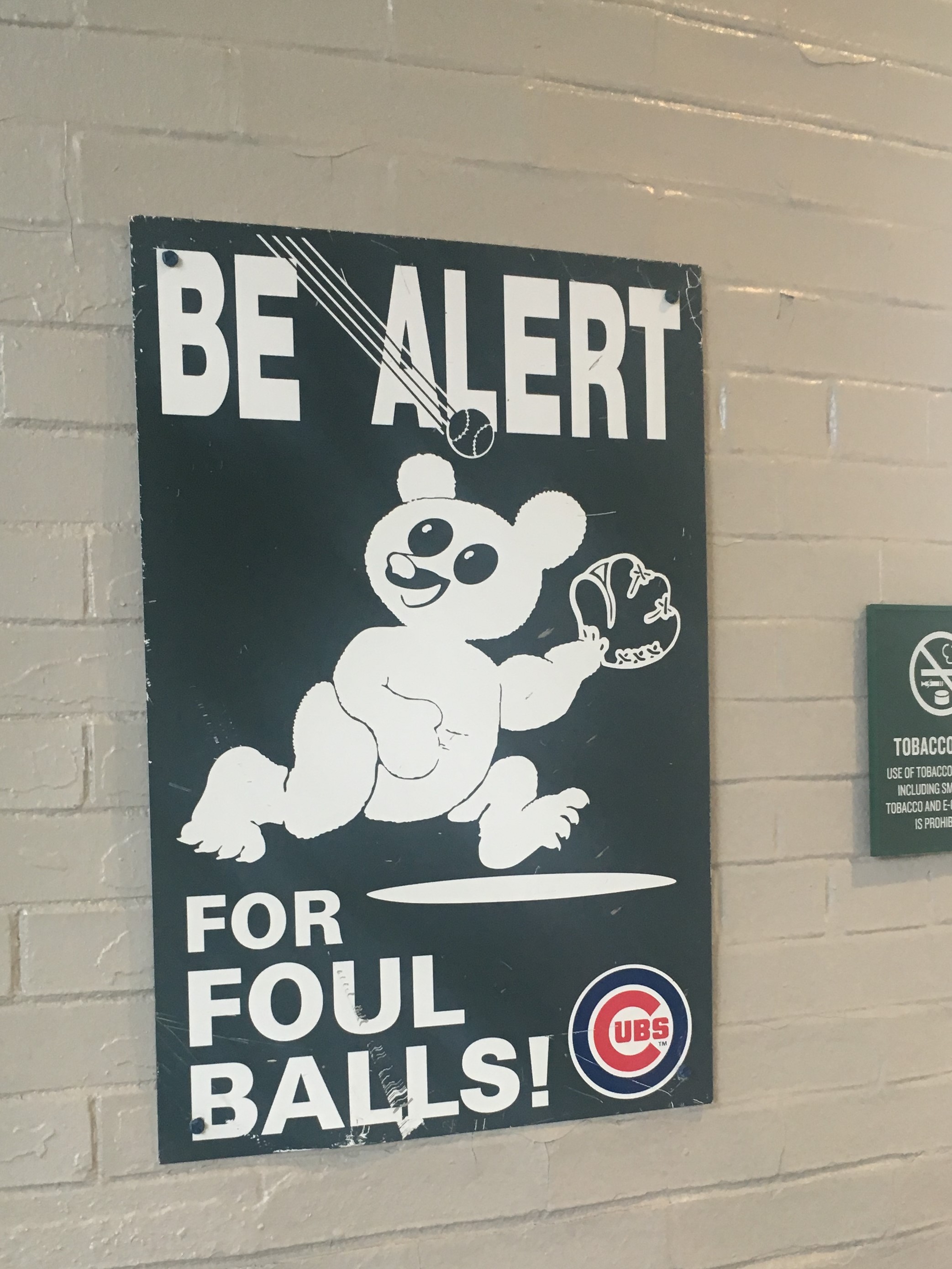 cubs- foul ball sign